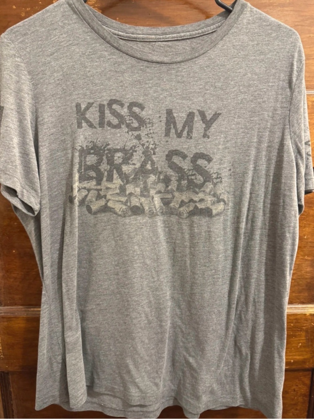 Grunt Style Gray Short Sleeve Graphic Tee - 'Kiss My Brass'